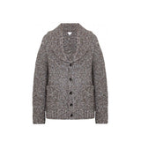 Cardigan en cuir d'alpaga gris Bottega Veneta