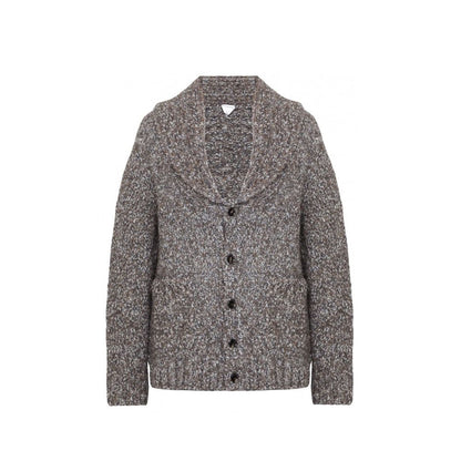 Cardigan en cuir d'alpaga gris Bottega Veneta