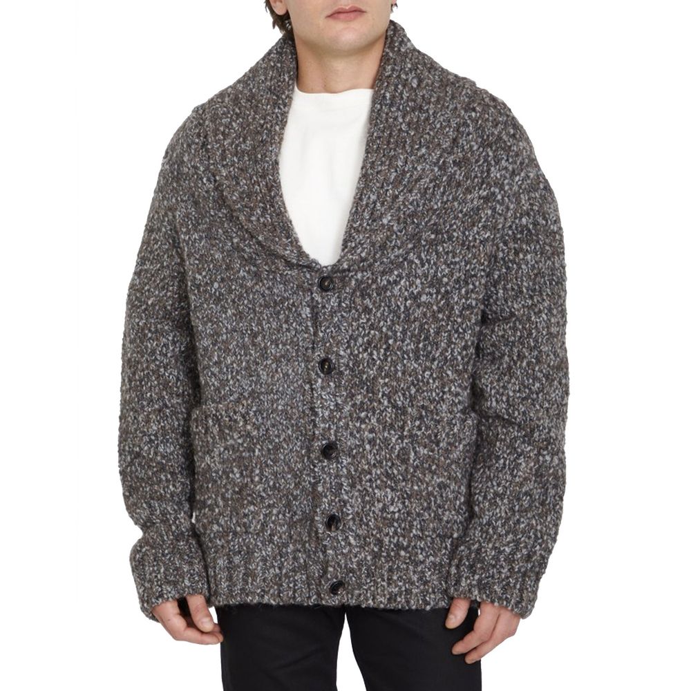 Cardigan en cuir d'alpaga gris Bottega Veneta