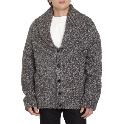 Cardigan en cuir d'alpaga gris Bottega Veneta
