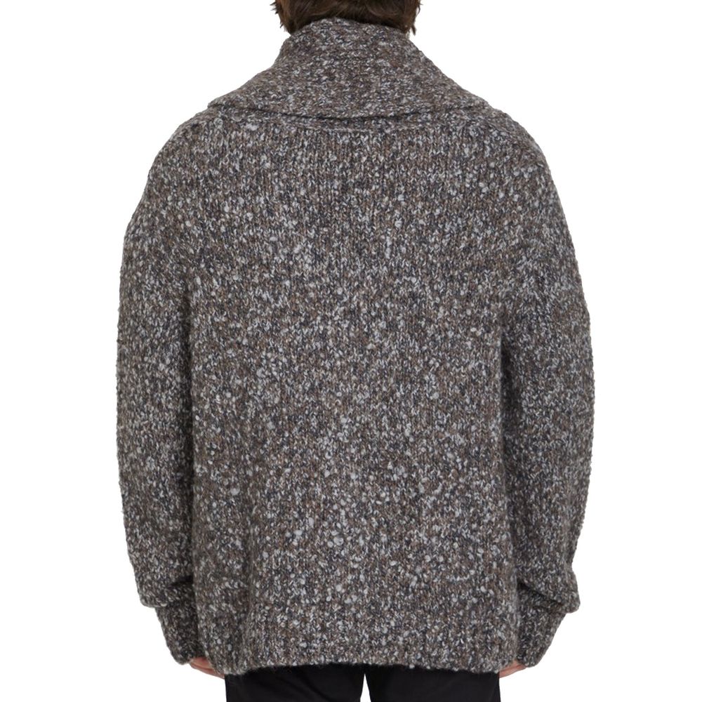 Cardigan en cuir d'alpaga gris Bottega Veneta