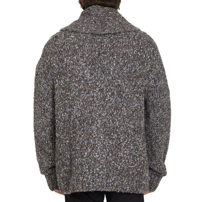 Cardigan en cuir d'alpaga gris Bottega Veneta