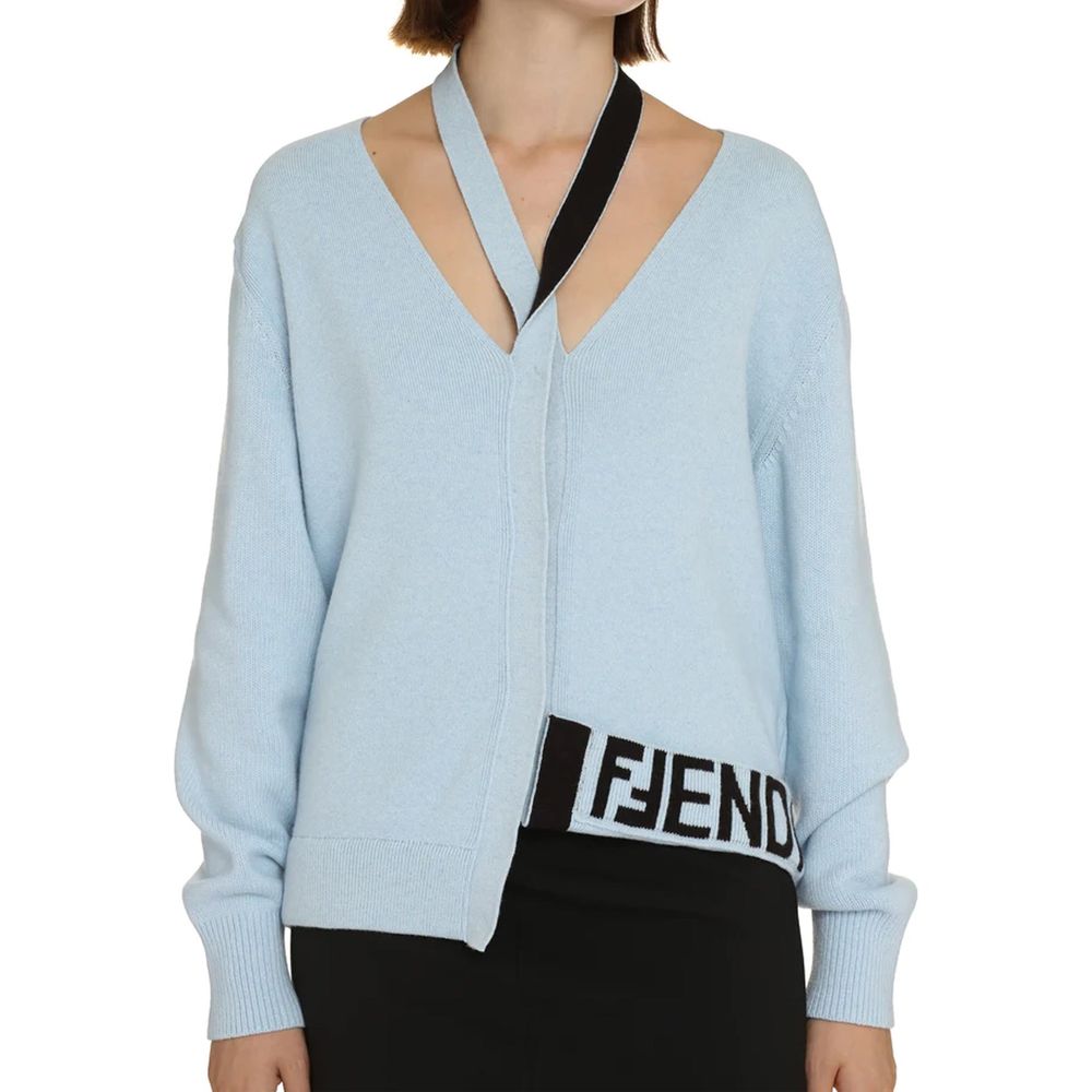 Fendi Blue Cashmere Cardigan for Women