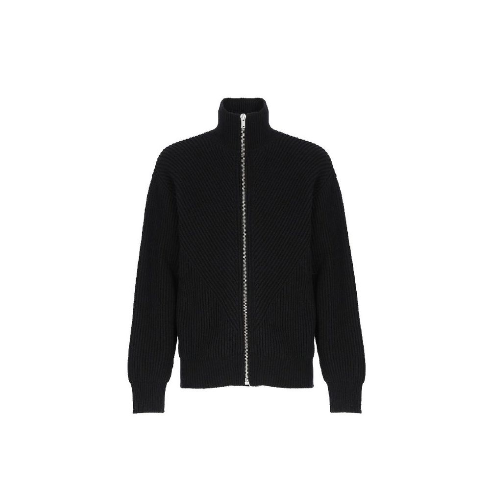 Cardigan en cuir d'alpaga noir Jil Sander