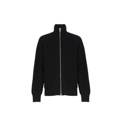 Cardigan en cuir d'alpaga noir Jil Sander