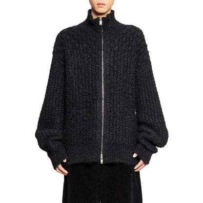 Cardigan en cuir d'alpaga noir Jil Sander