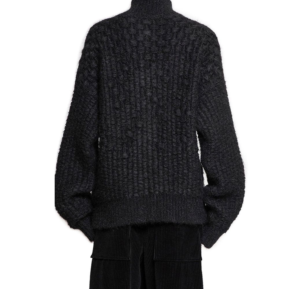 Cardigan en cuir d'alpaga noir Jil Sander