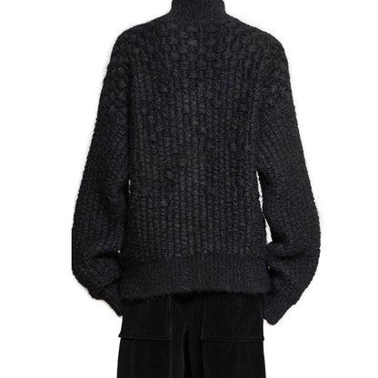 Cardigan en cuir d'alpaga noir Jil Sander