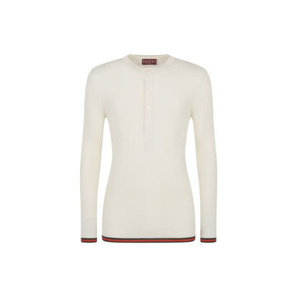 Gucci Wit Zijden T-Shirt met Lange Mouwen