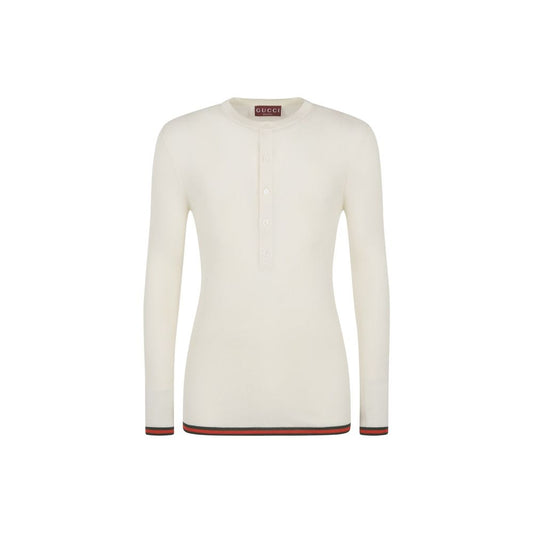 Gucci Wit Zijden T-Shirt met Lange Mouwen