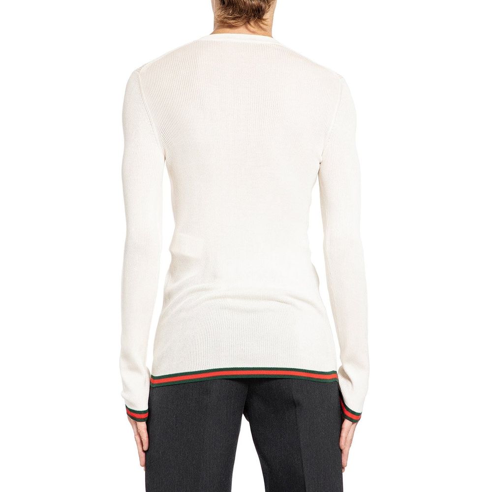 Gucci Wit Zijden T-Shirt met Lange Mouwen
