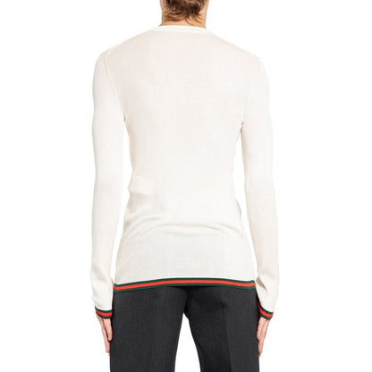 Gucci Wit Zijden T-Shirt met Lange Mouwen