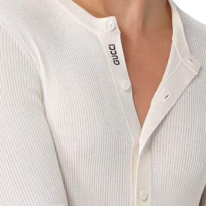 Gucci Wit Zijden T-Shirt met Lange Mouwen
