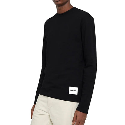 T-shirt à manches longues en coton noir Jil Sander