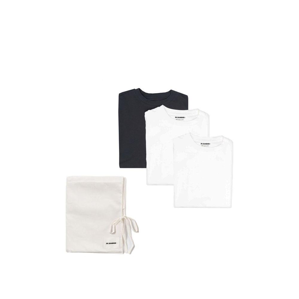 T-shirt à manches longues en coton blanc Jil Sander