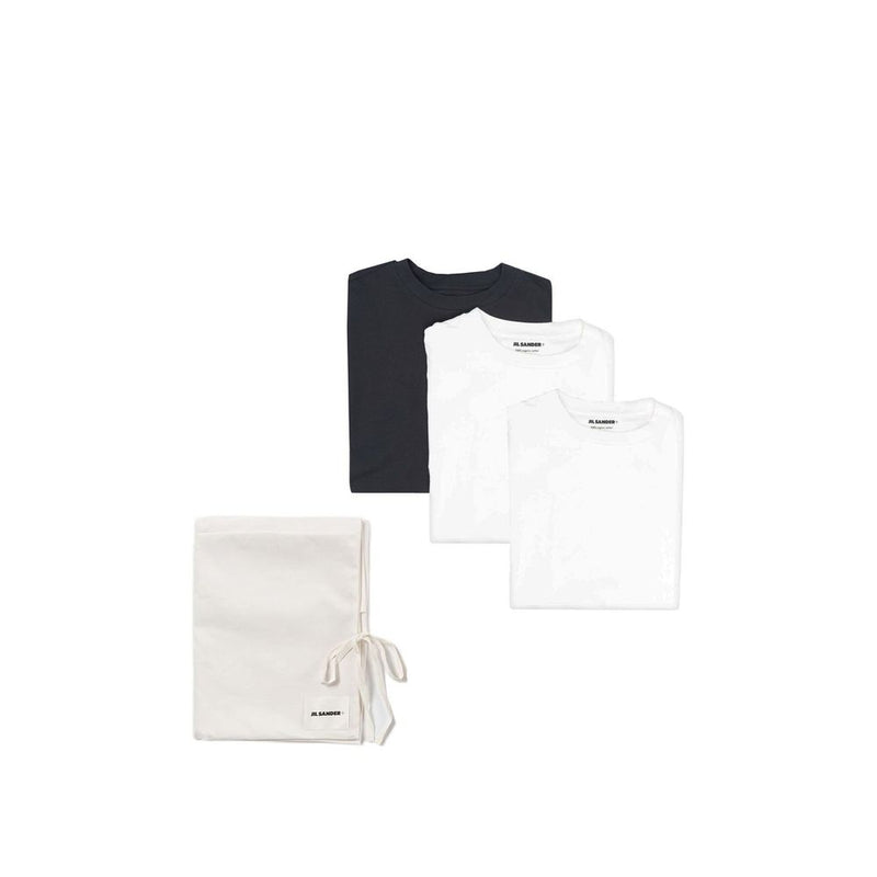 T-shirt à manches longues en coton blanc Jil Sander