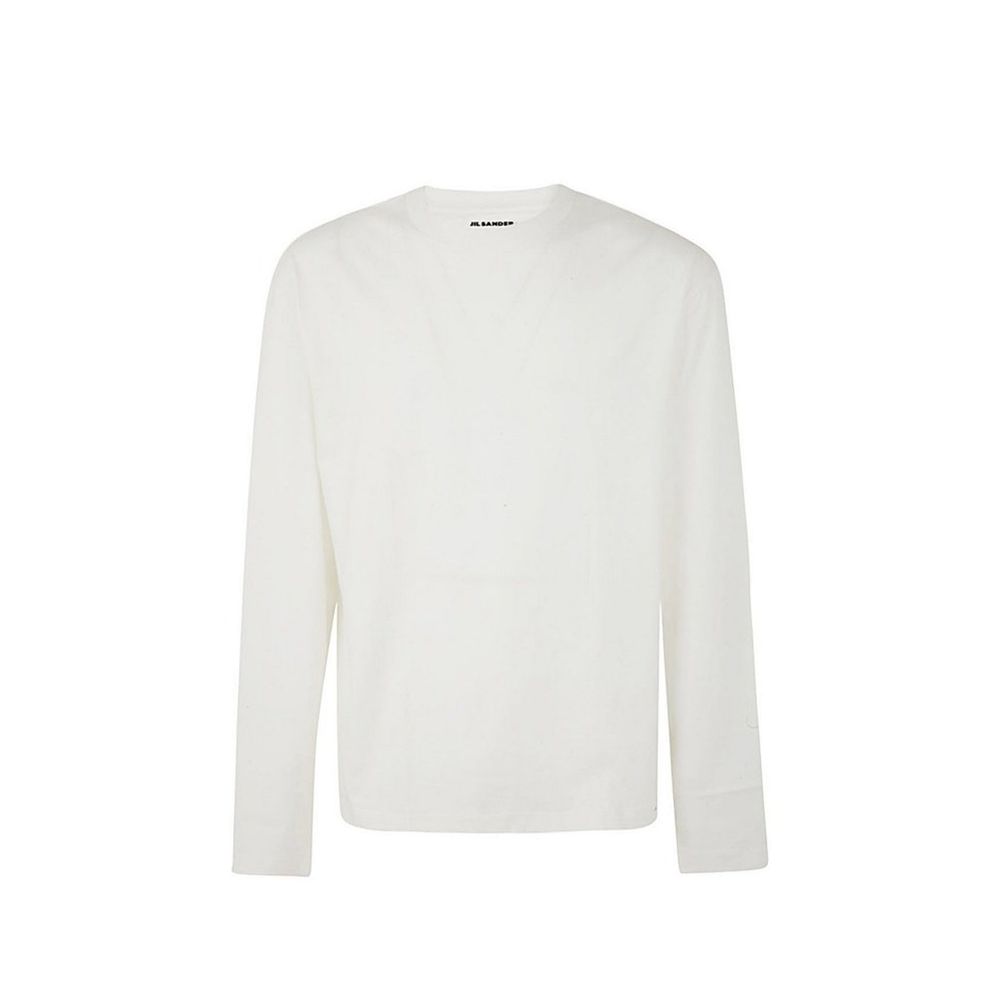T-shirt à manches longues en coton blanc Jil Sander