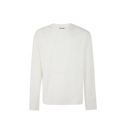 T-shirt à manches longues en coton blanc Jil Sander