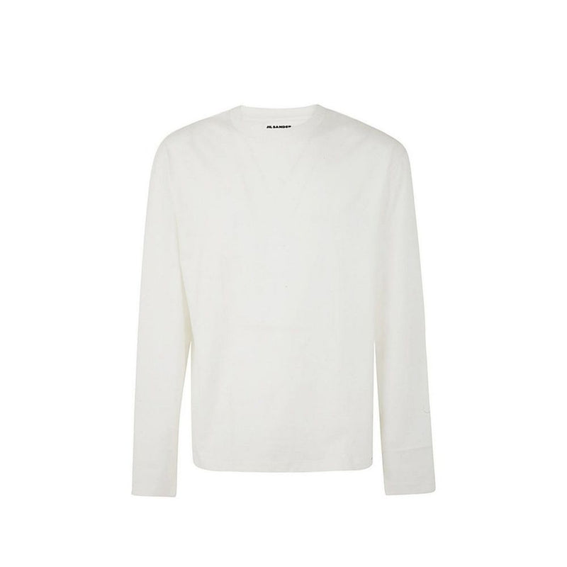 T-shirt à manches longues en coton blanc Jil Sander