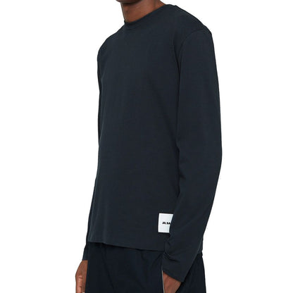 T-shirt à manches longues en coton blanc Jil Sander