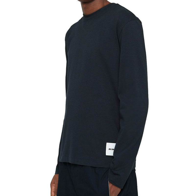 T-shirt à manches longues en coton blanc Jil Sander