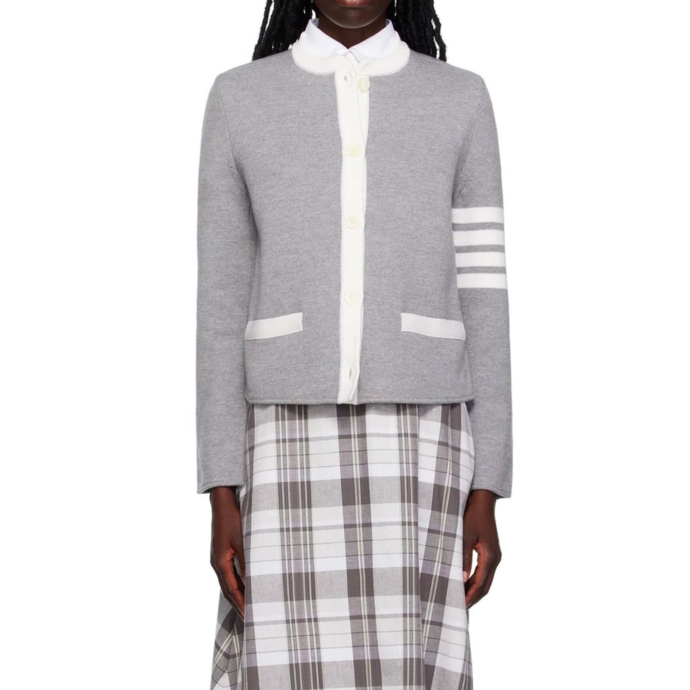 Thom Browne Gray Wool Cardigan for Women