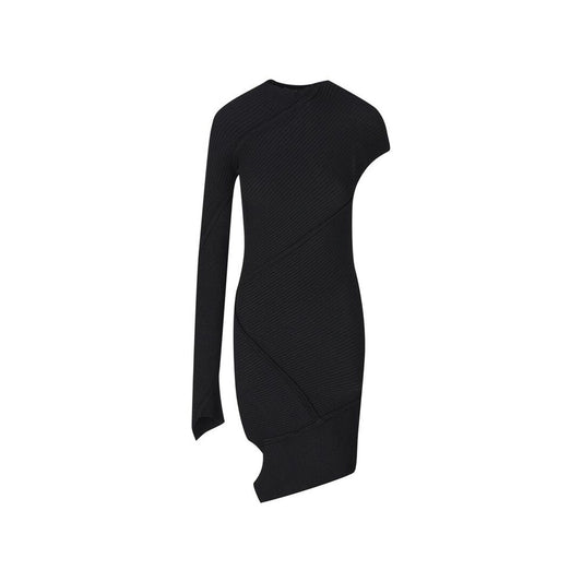 Balenciaga Black Casual Dress with Asymmetrical Sleeves