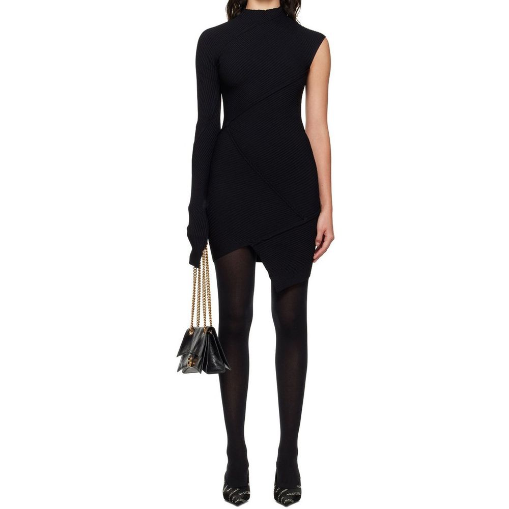 Balenciaga Black Casual Dress with Asymmetrical Sleeves