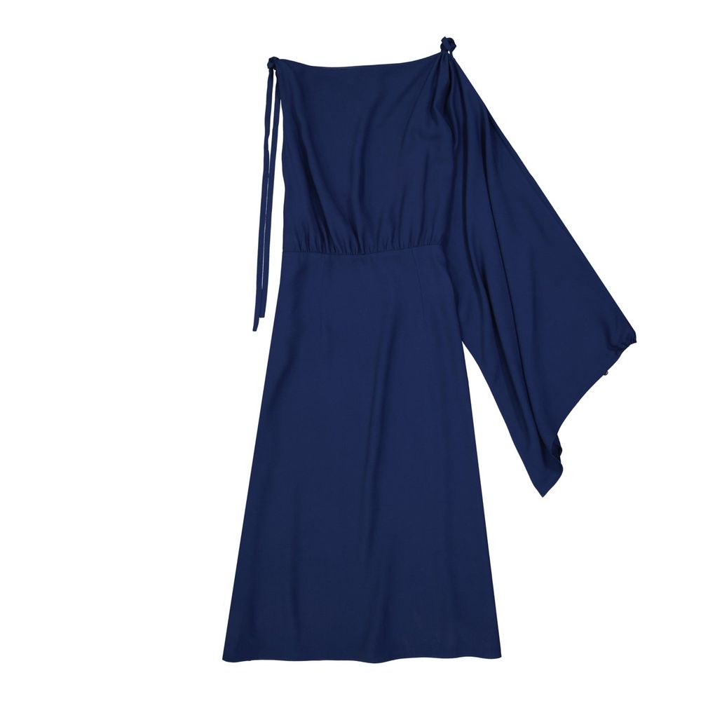 Prada Blue Acetate Cocktail Dress - Elegant Long Sleeve Midi