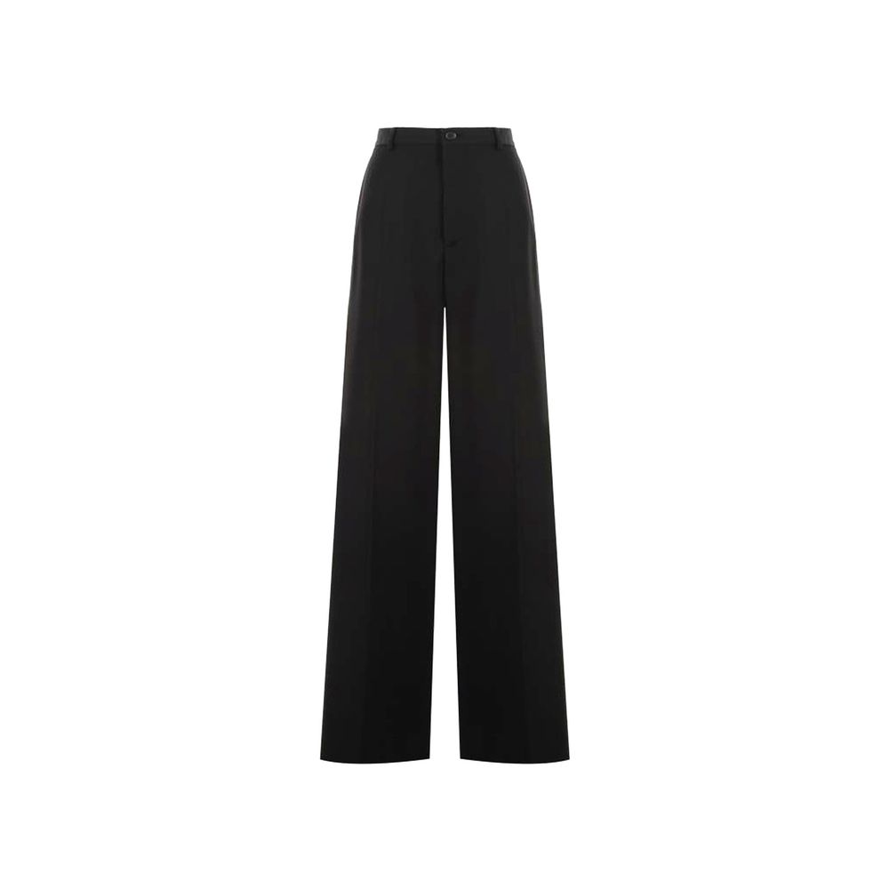 Pantalon évasé noir en laine Balenciaga