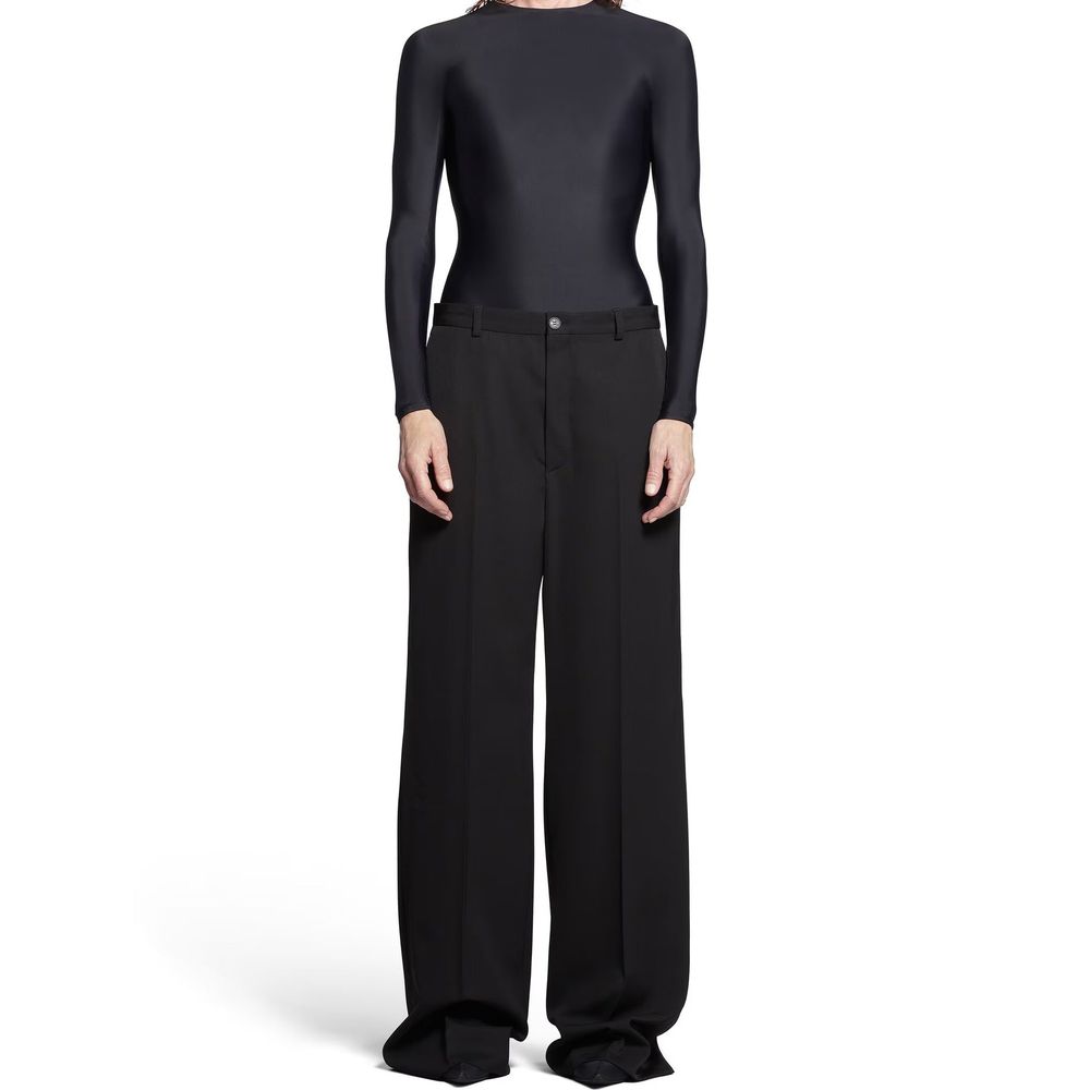 Pantalon évasé noir en laine Balenciaga