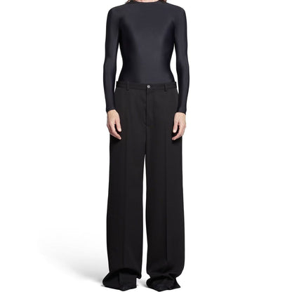 Balenciaga Zwarte Wollen Uitlopende Broek