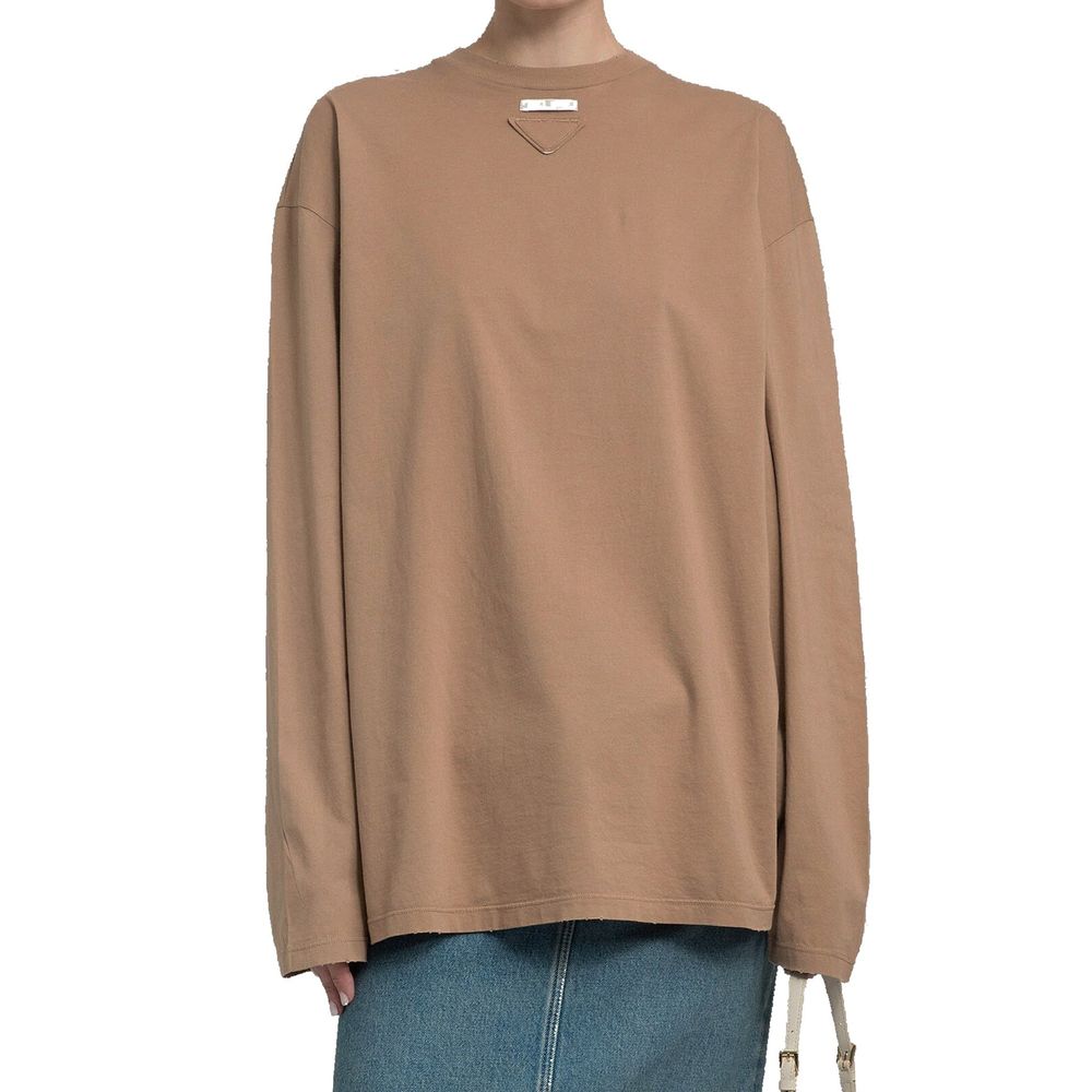 Prada Brown Cotton Long Sleeve T-Shirt for Women