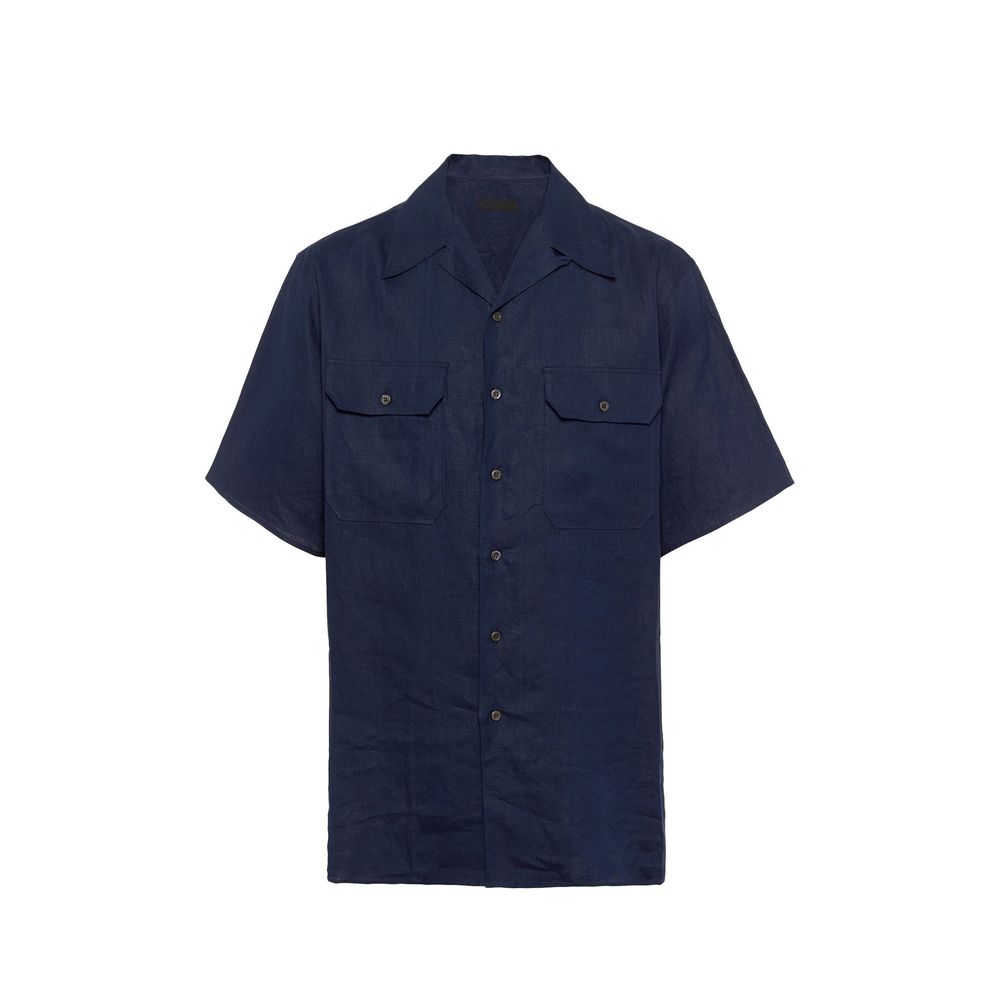Chemise Prada à manches courtes en lin bleu
