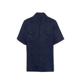 Chemise Prada à manches courtes en lin bleu