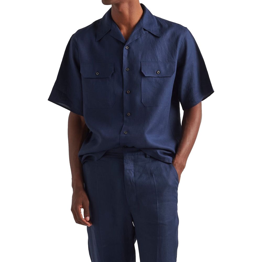 Chemise Prada à manches courtes en lin bleu