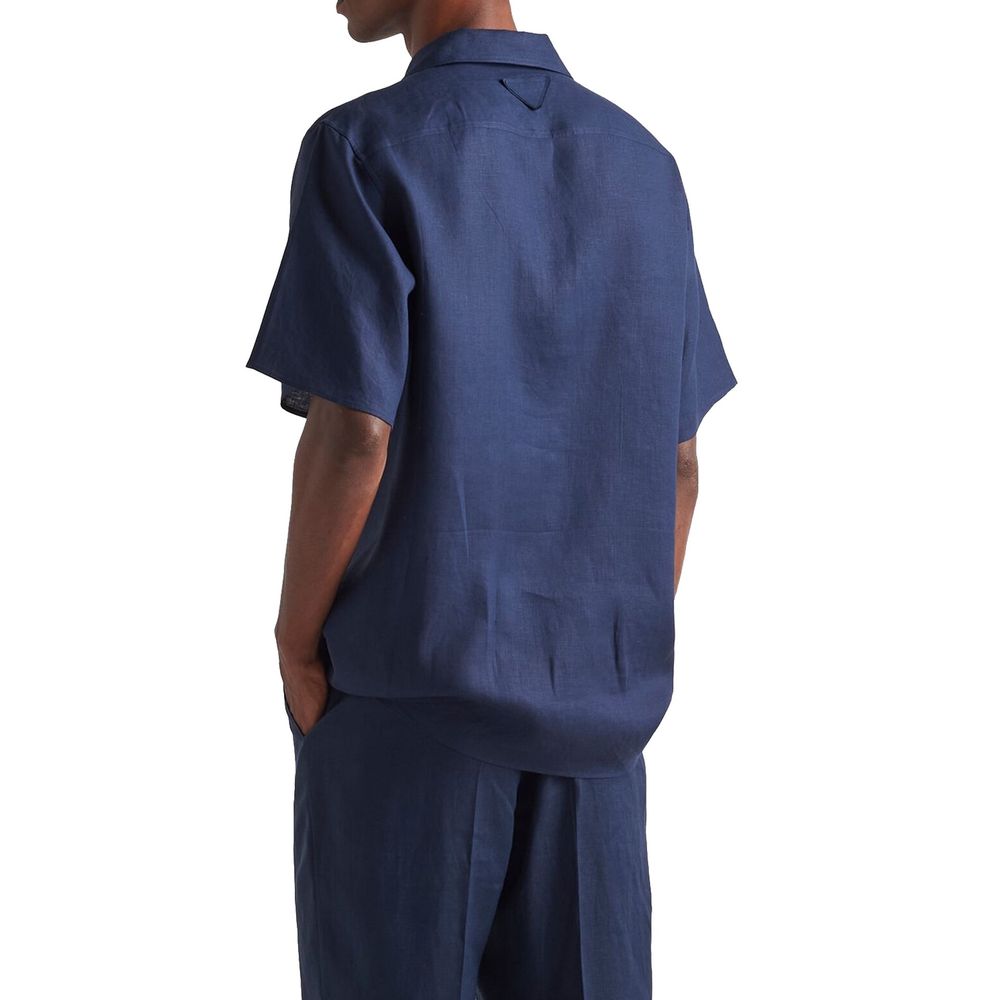 Chemise Prada à manches courtes en lin bleu