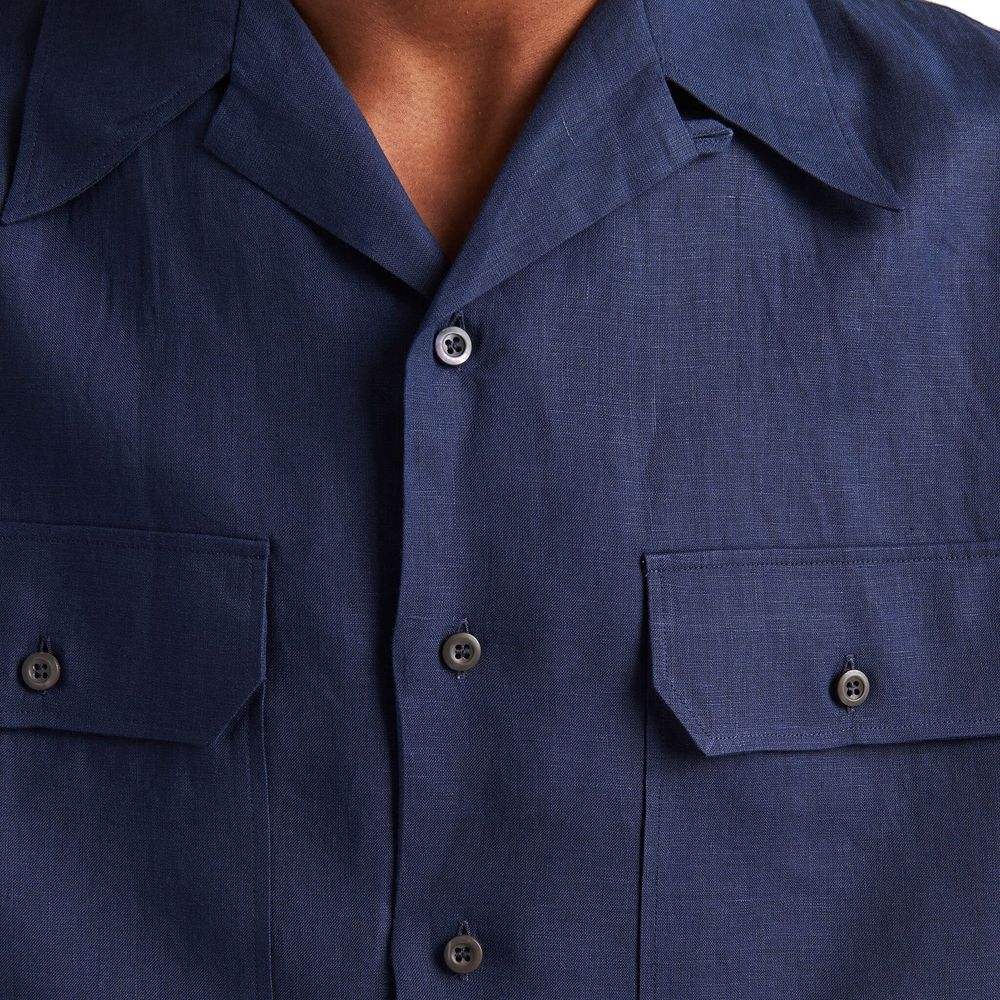 Chemise Prada à manches courtes en lin bleu