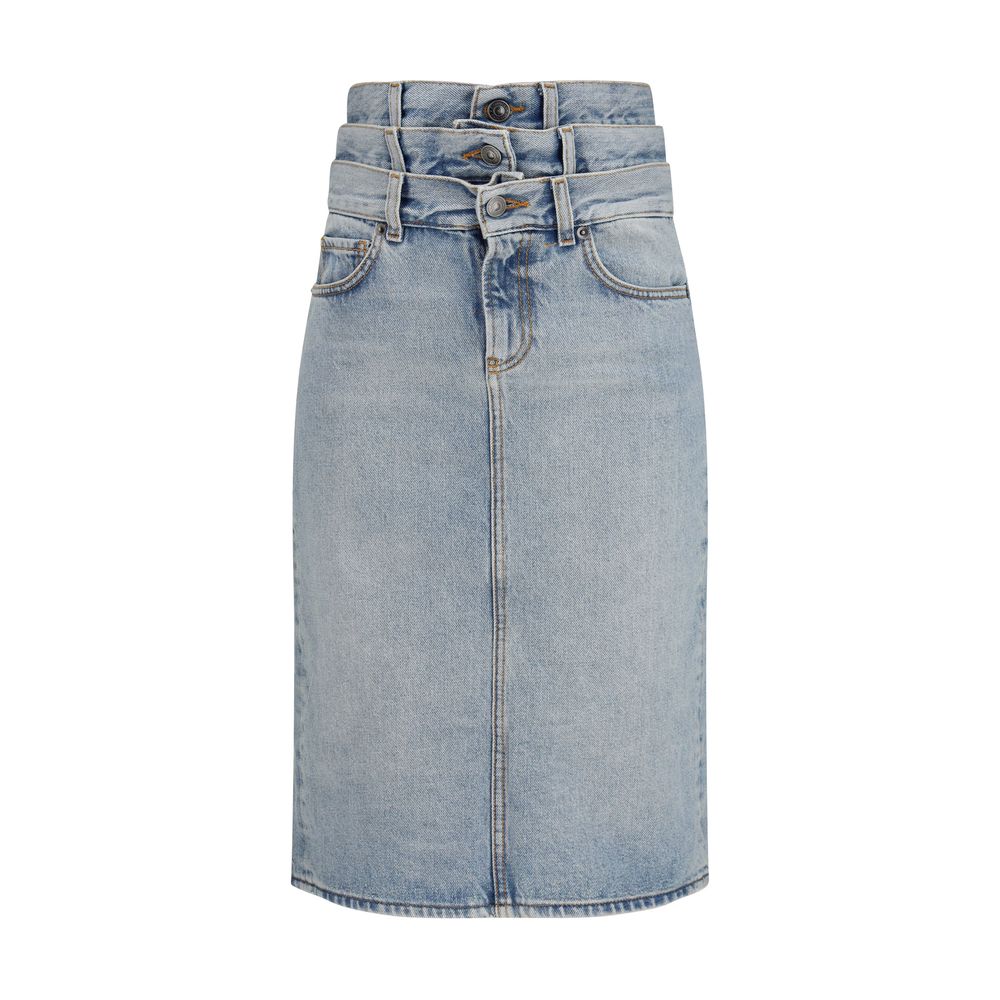 Fiorucci Blue Denim Midi Skirt - High-Waisted Slim Fit