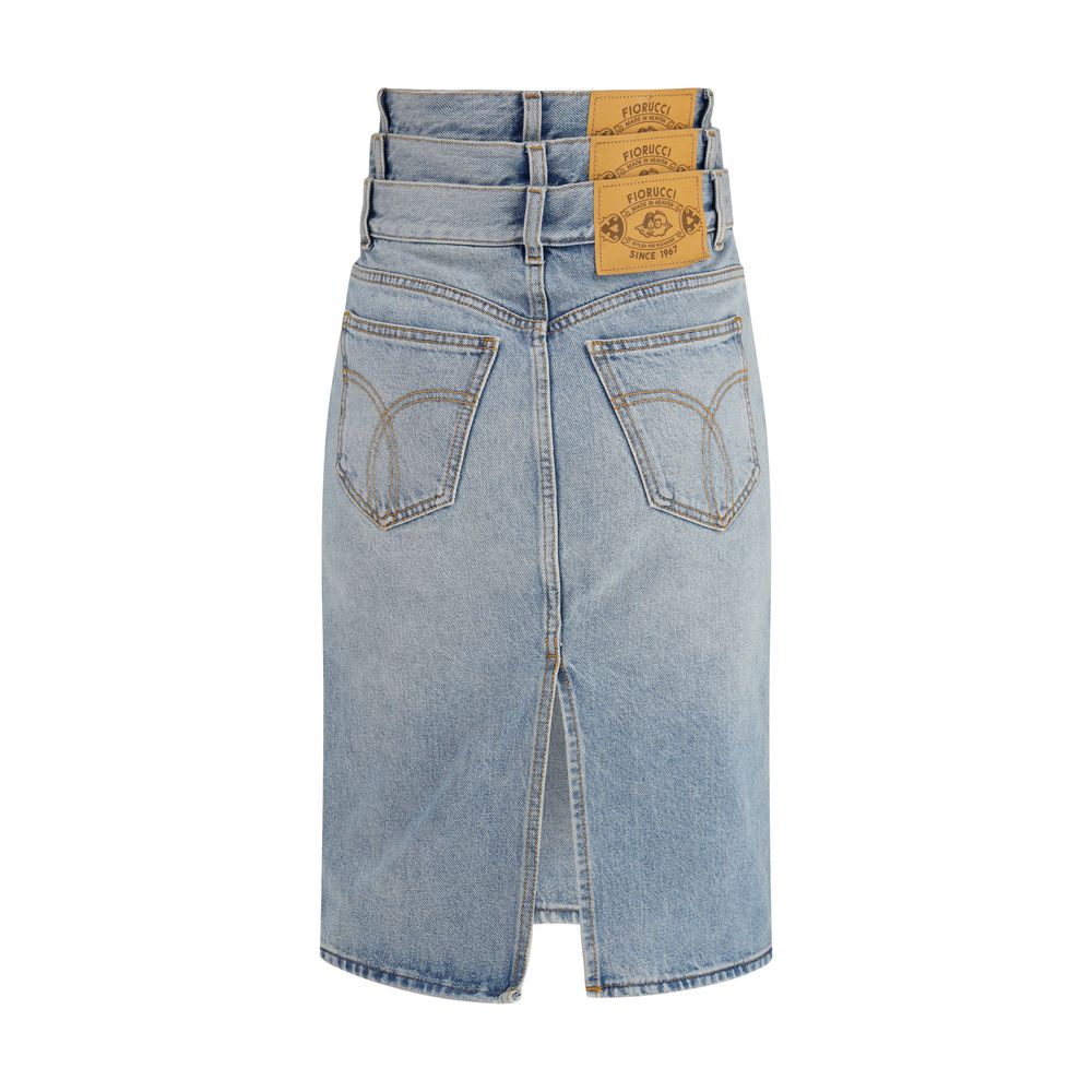 Fiorucci Blue Denim Midi Skirt - High-Waisted Slim Fit