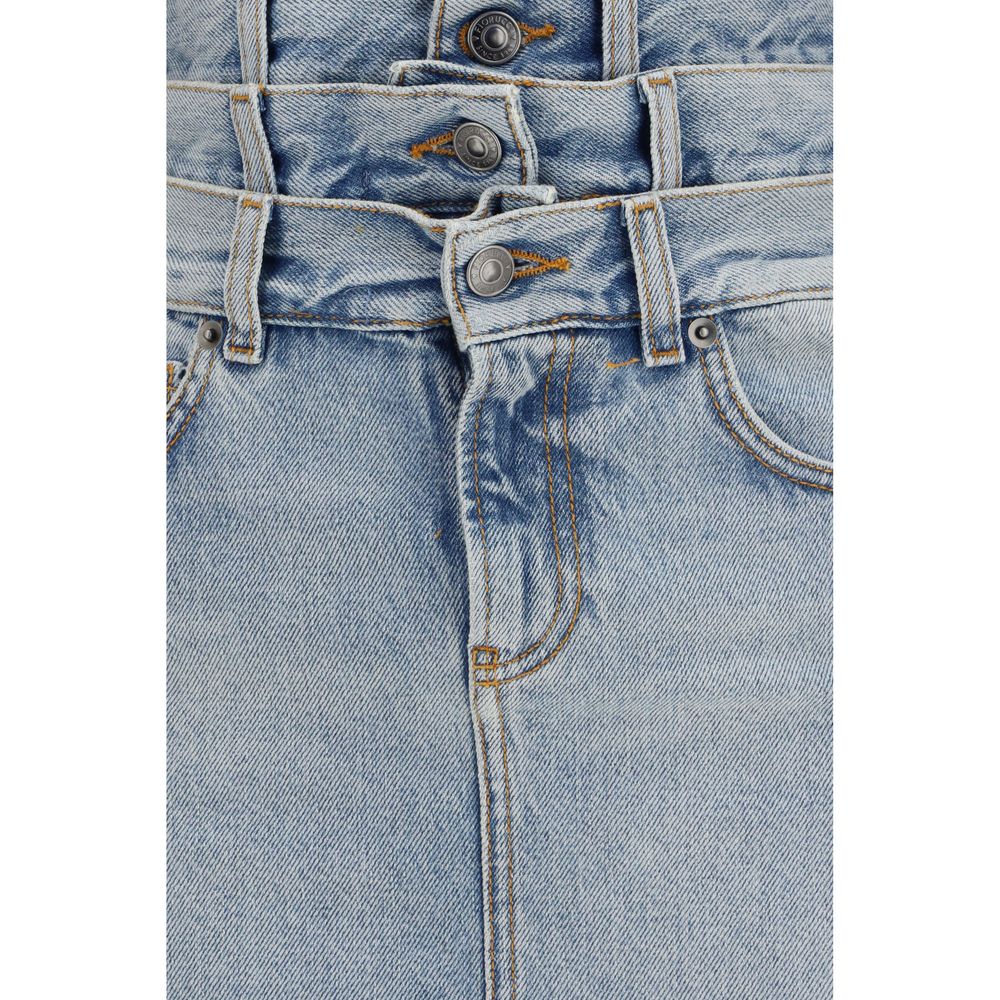 Fiorucci Blue Denim Midi Skirt - High-Waisted Slim Fit