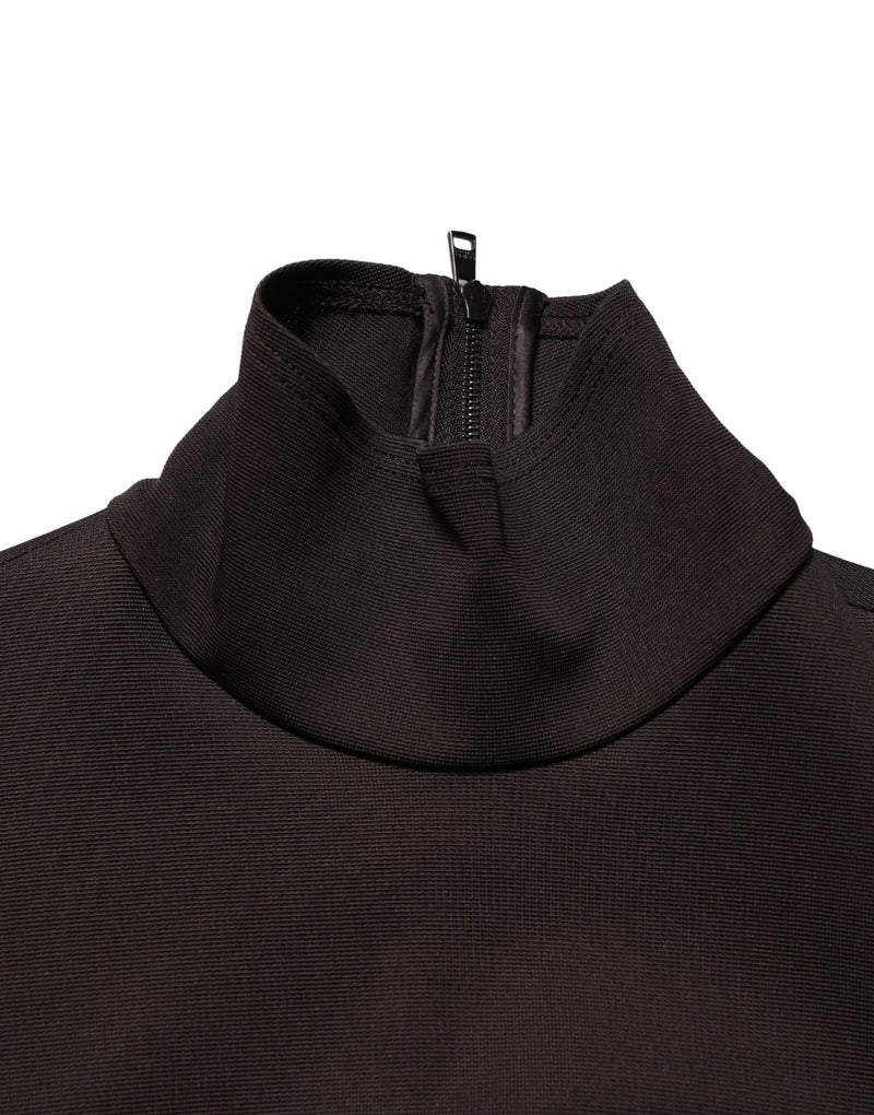 Dolce & Gabbana Brown Turtleneck Jersey Long Maxi Dress