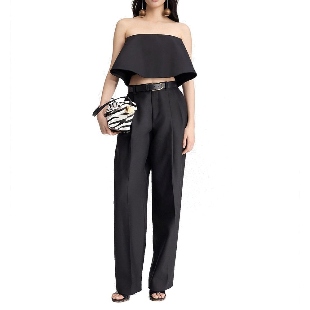 Jacquemus Black Silk Flared Pants for Women