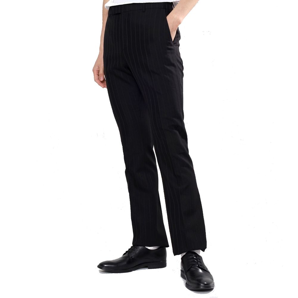 Pantalon évasé en laine noire Céline