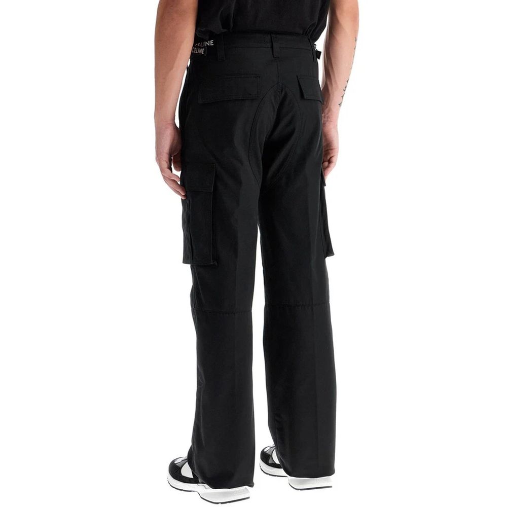 Pantalon cargo en coton noir Céline