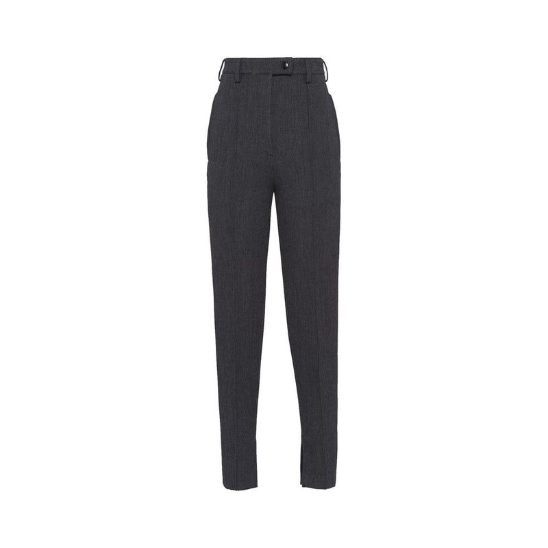 Prada Gray Elastane High-Waist Dress Pants for Women