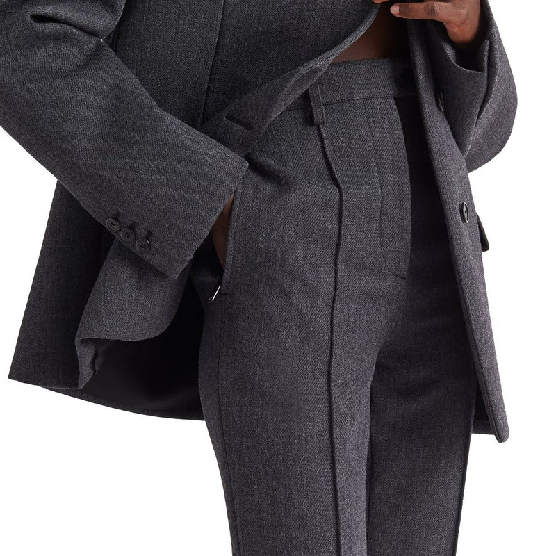Prada Gray Elastane High-Waist Dress Pants for Women