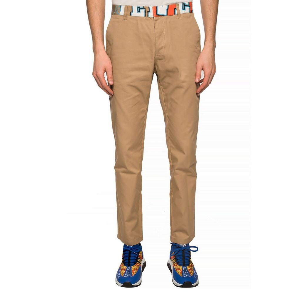 Pantalon chino beige en coton Versace