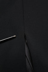 Dolce & Gabbana Black Silk Button Bodice Sheath Maxi Dress