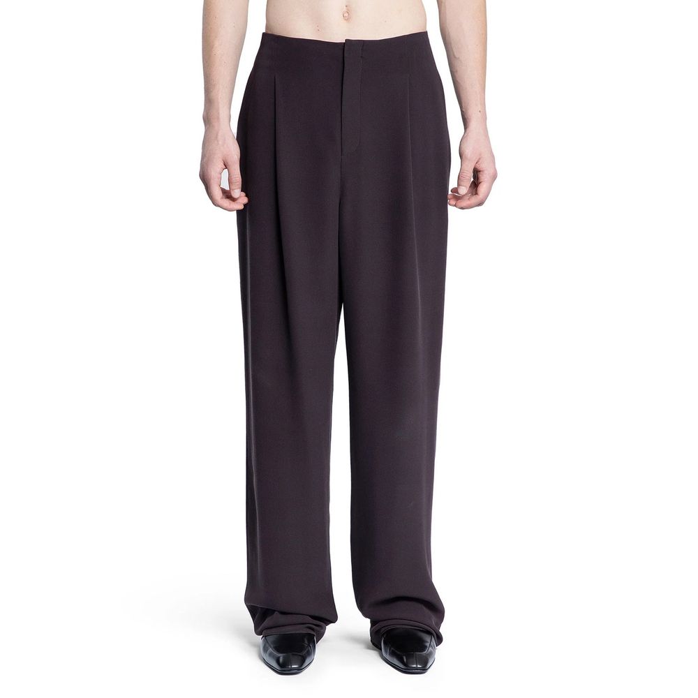 Pantalon de ville en soie marron Saint Laurent